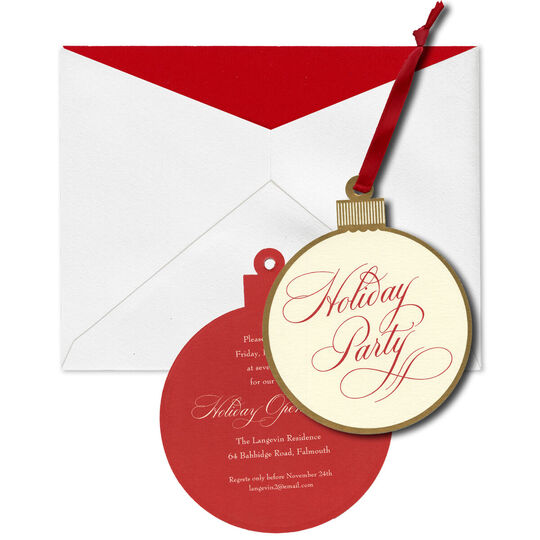 Ribbon Ornament Holiday Party Invitation